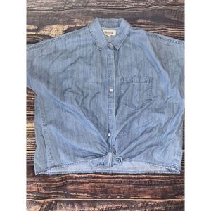 Madewell  Denim Pocket Shirt XXS Women Button Up Short Sleeve